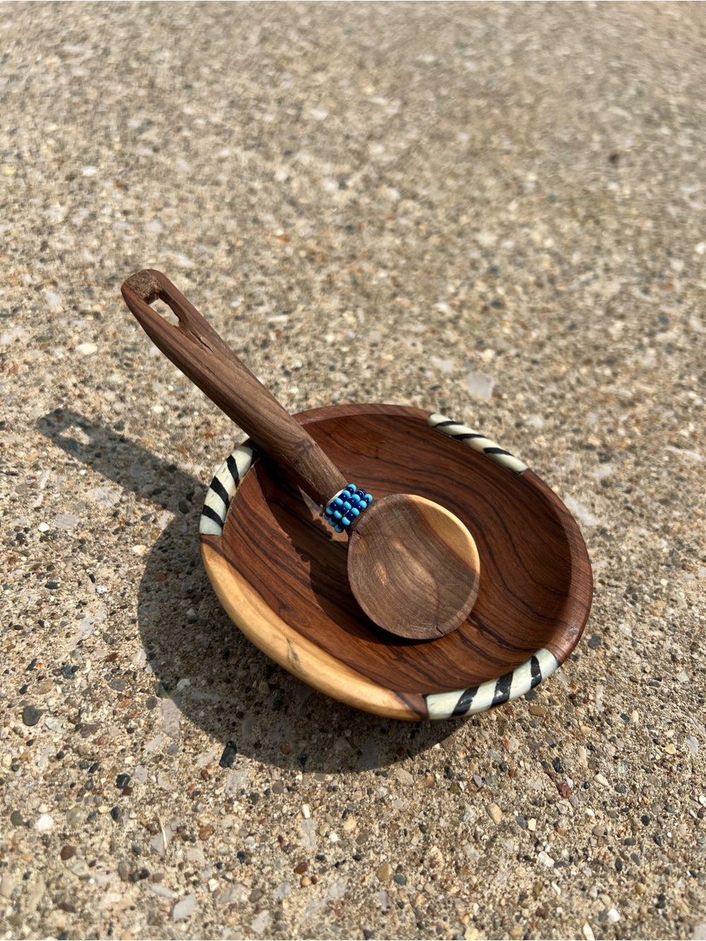 Vintage African Wooden Bowl and Spoon Set - Picture 1 of 3